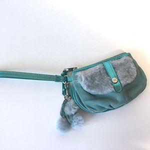 UGG Mini Purse Wristlet Aqua Blue Suede Leather